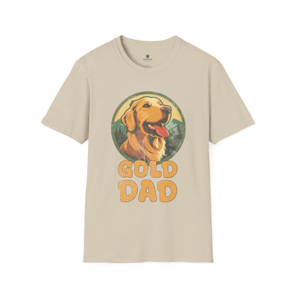 Dog Dad Tshirt with Golden Retriever - Nature Camping Graphic Tee - Gifts for Him