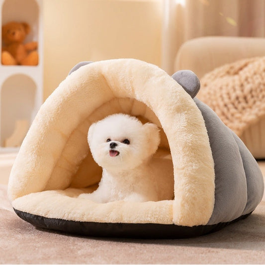 Snuggle Paws: Round Ears Warm Slippers Nest for Dogs