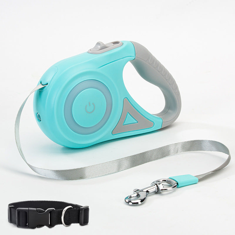 Glow & Go: Retractable Dog Leash with LED Spotlight