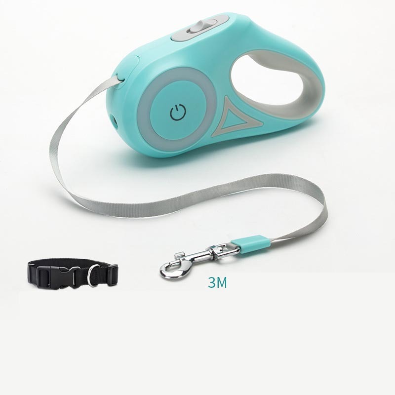 Glow & Go: Retractable Dog Leash with LED Spotlight