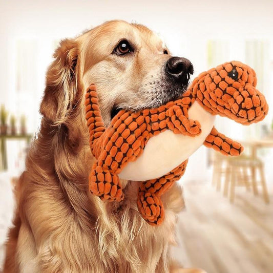 Dino-Mite Fun: Dinosaur Plush Toy with Squeakers for Dogs