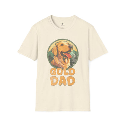 Dog Dad Tshirt with Golden Retriever - Nature Camping Graphic Tee - Gifts for Him