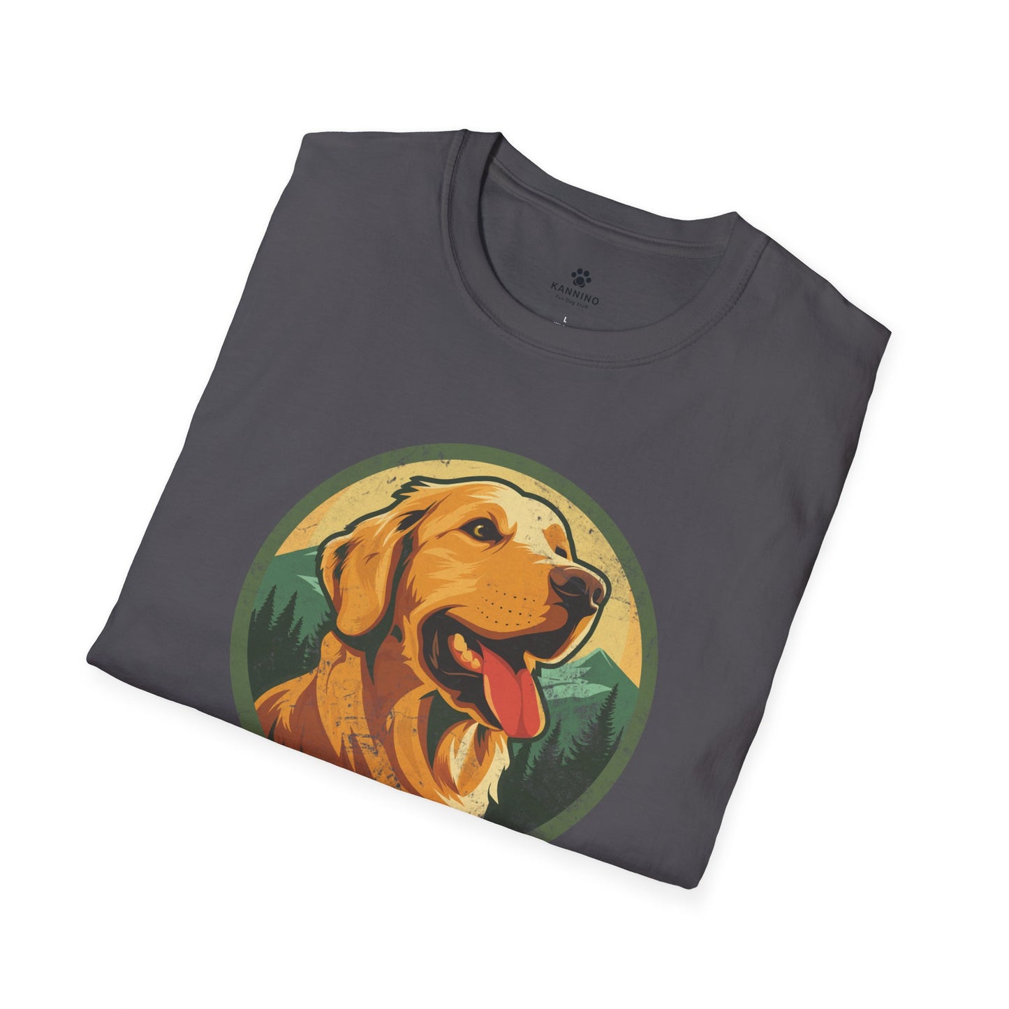 Dog Dad Tshirt with Golden Retriever - Nature Camping Graphic Tee - Gifts for Him