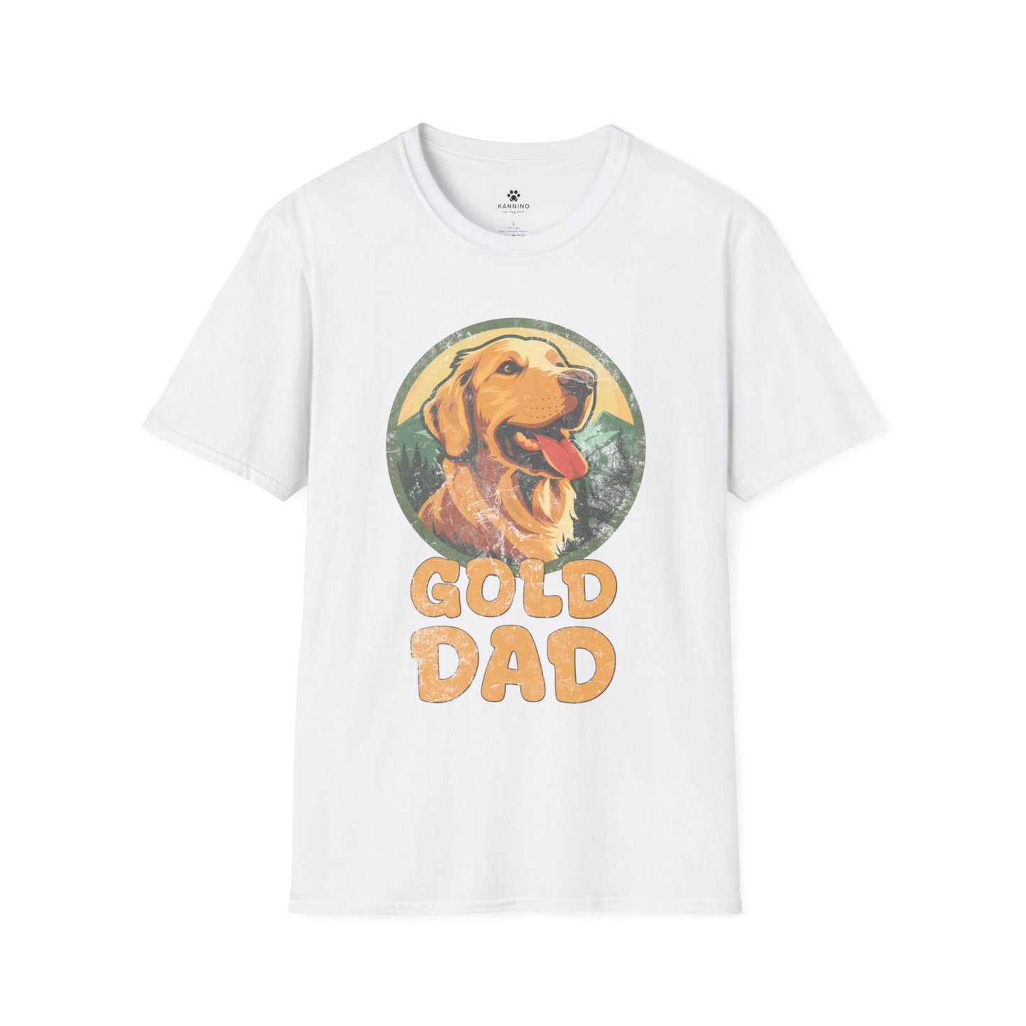 Dog Dad Tshirt with Golden Retriever - Nature Camping Graphic Tee - Gifts for Him