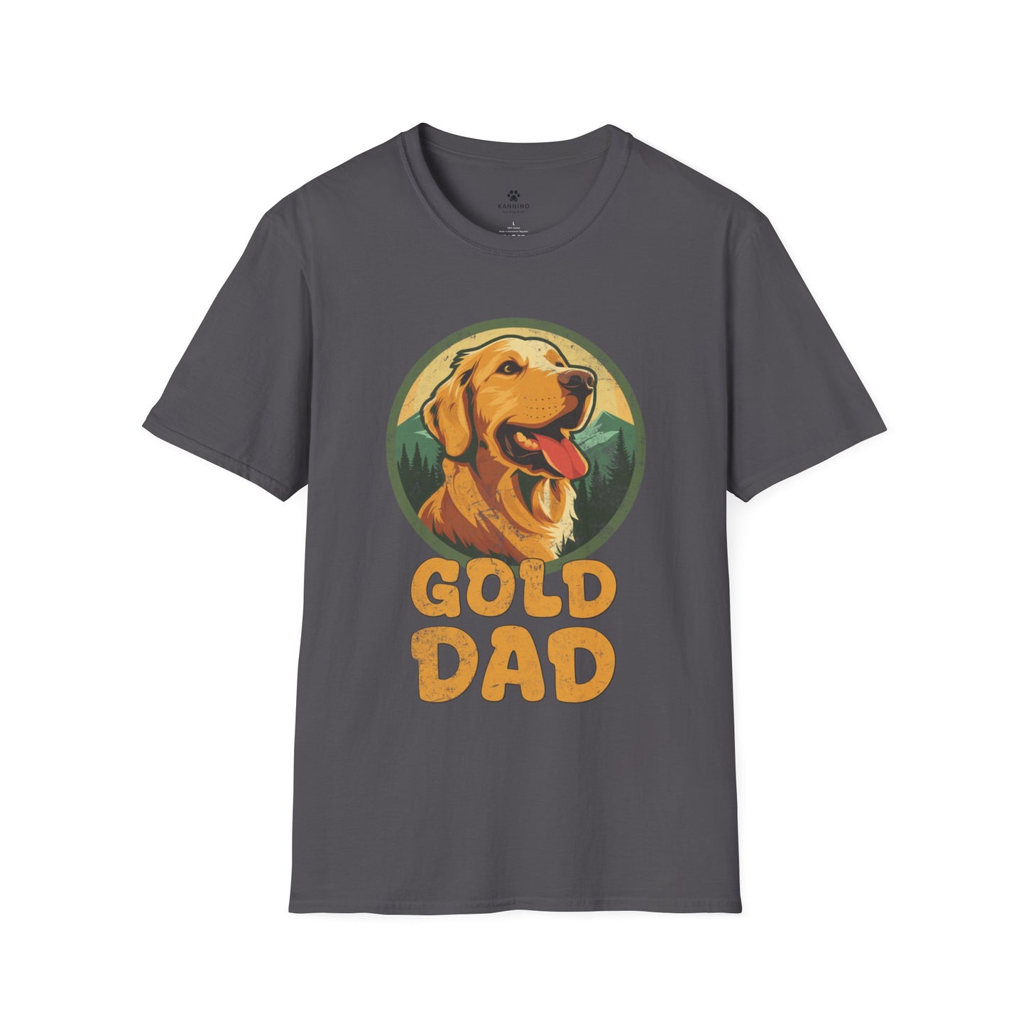 Dog Dad Tshirt with Golden Retriever - Nature Camping Graphic Tee - Gifts for Him