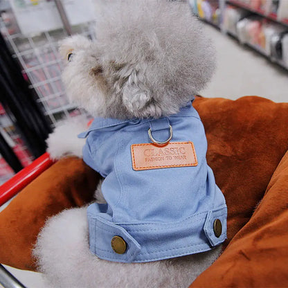 Doggy Denim: Spring Dog Suit with Leash Ring