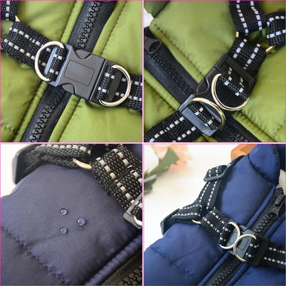 Adventure Ready: Waterproof Winter Warm Dog Jacket with Harness