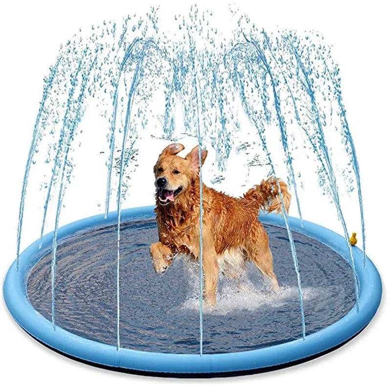 Splash Zone: Cool Off Your Pup on Hot Summer Days Inflatable Pet Swimming Pool and Water Sprinkler Pad