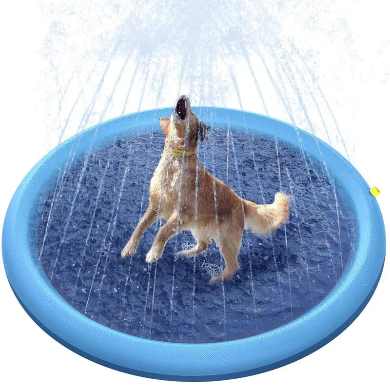 Splash Zone: Cool Off Your Pup on Hot Summer Days Inflatable Pet Swimming Pool and Water Sprinkler Pad